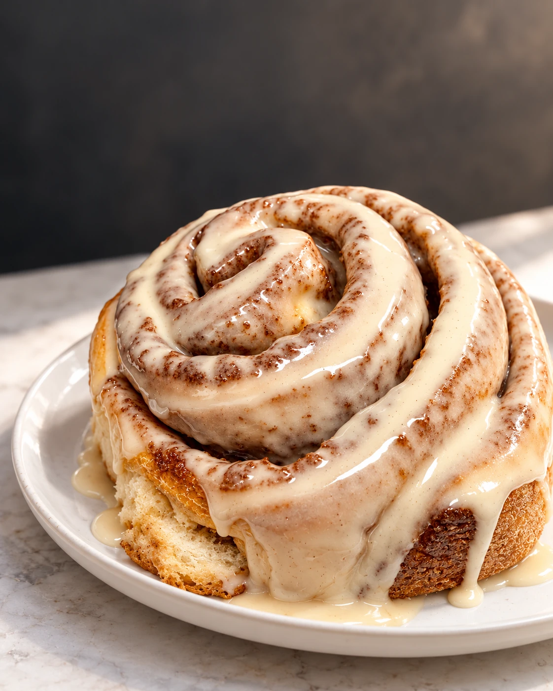 Iced cinnamon roll — generated image inspired by the bakery’s photos