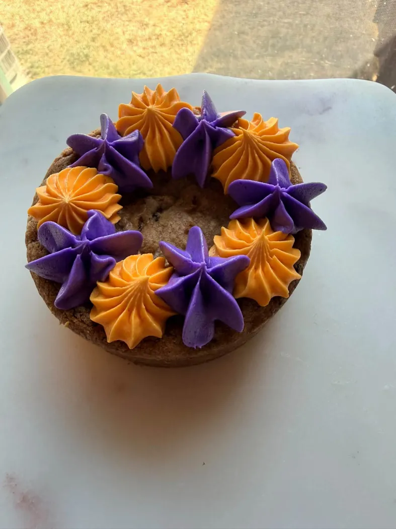 Purple and gold decorated cookie